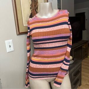 Sundance catalog Bright Nites Multicolor Stripe Ribbed Knit Top